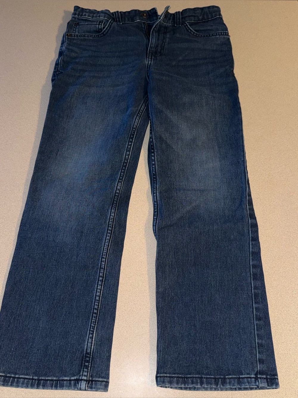 Cat & Jack Boy size 10 Husky Stretch Straight Fit Jeans Blue Adjustable Waistban